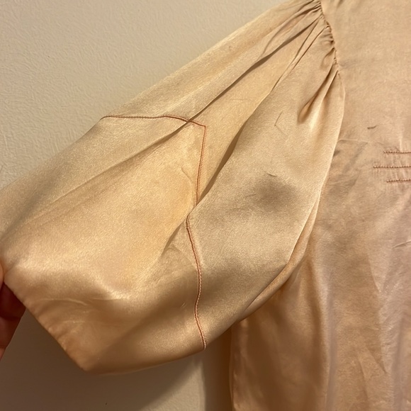 Vintage silk bed jacket short puff sleeves size m - Picture 5 of 8